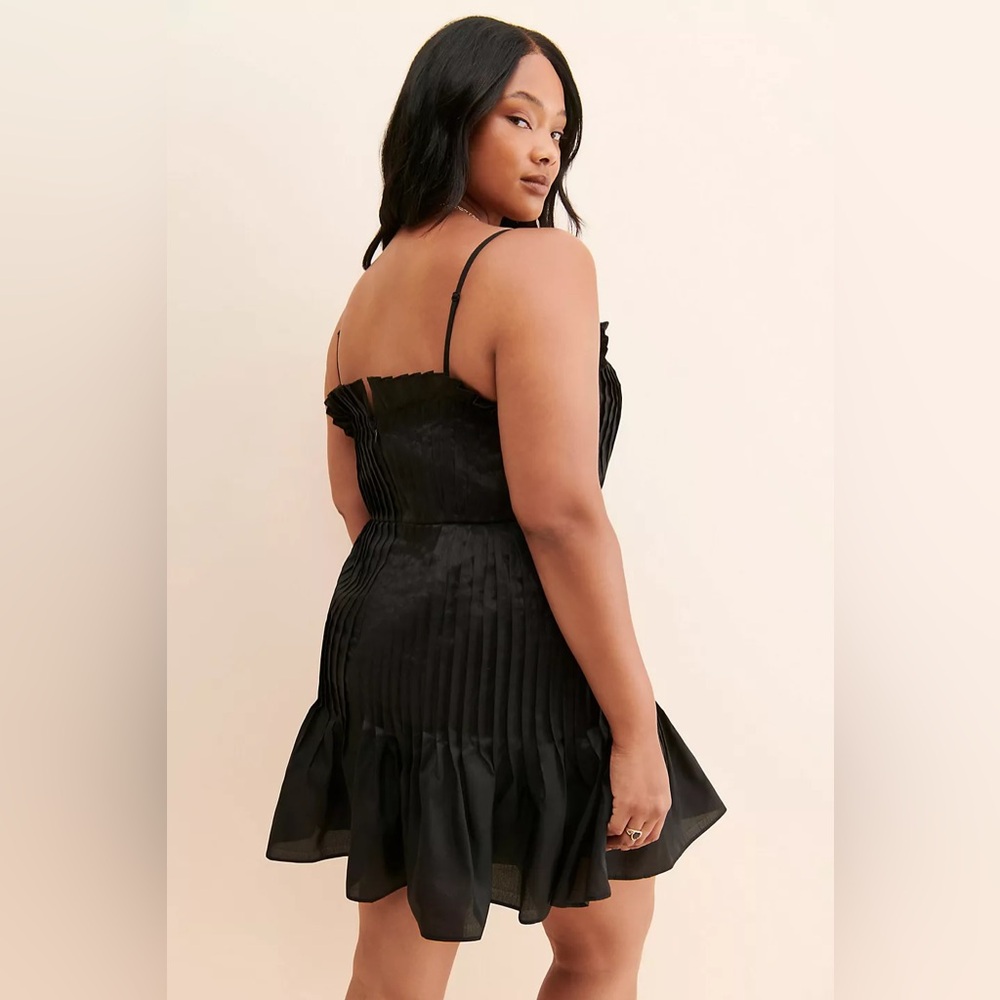 Anthropologie Black Strapless Ruffle Mini Dress - Picture 2 of 12